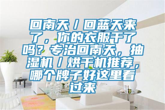 回南天／回藍(lán)天來了，你的衣服干了嗎？專治回南天，抽濕機(jī)／烘干機(jī)推薦，哪個牌子好這里看過來