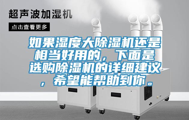 如果濕度大除濕機(jī)還是相當(dāng)好用的，下面是選購除濕機(jī)的詳細(xì)建議，希望能幫助到你。