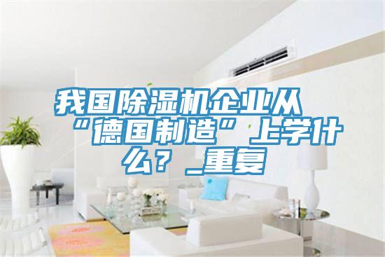 我國除濕機企業(yè)從“德國制造”上學(xué)什么？_重復(fù)